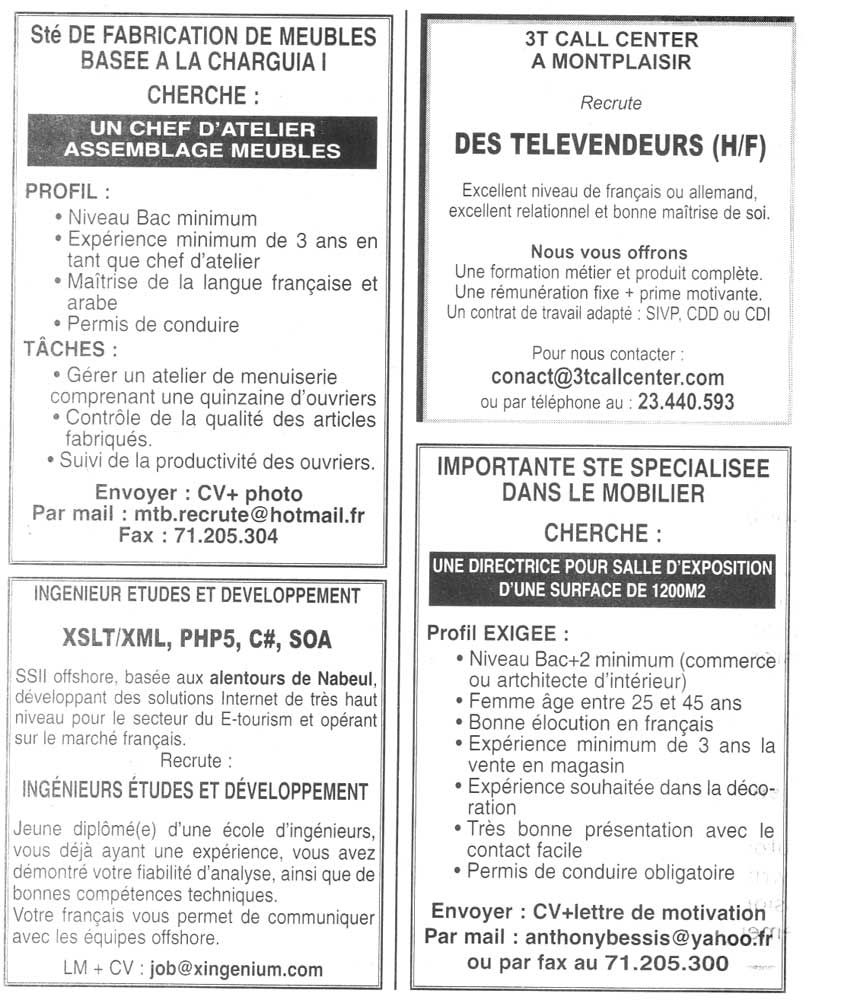 offre d emploi du 09 10 2011 source journal la presse