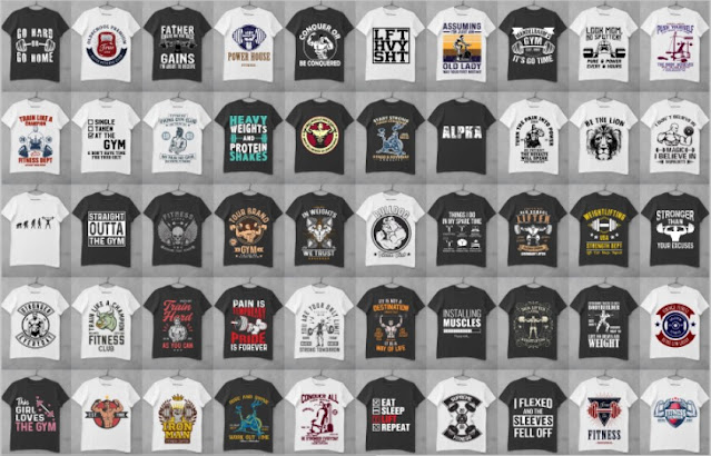mega editable t shirt designs bundle,  50 Editable Gym T-Shirt Designs Bundle