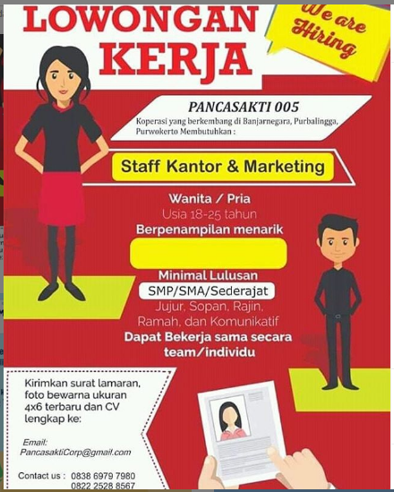 Lowongan Kerja 2020 Smp Sebagai Staff Kantor Mareketing Lowongan Kerja Banjarnegara Loker Banjarnegara Net