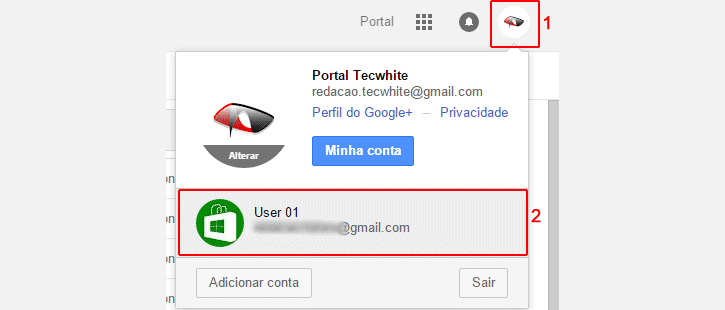 acessando várias contas gmail simultaneamente