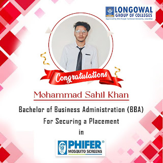 Congrats to Mr. Mohamed Sahil Khan on his impressive placement at Phifer. Your success inspires us all.