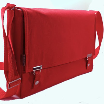 Red Cotton Canvas Messenger Bag