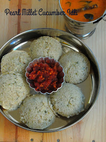 Kambu Vellarikaai Idli,Pearl Millet Cucumber Steamed Cake