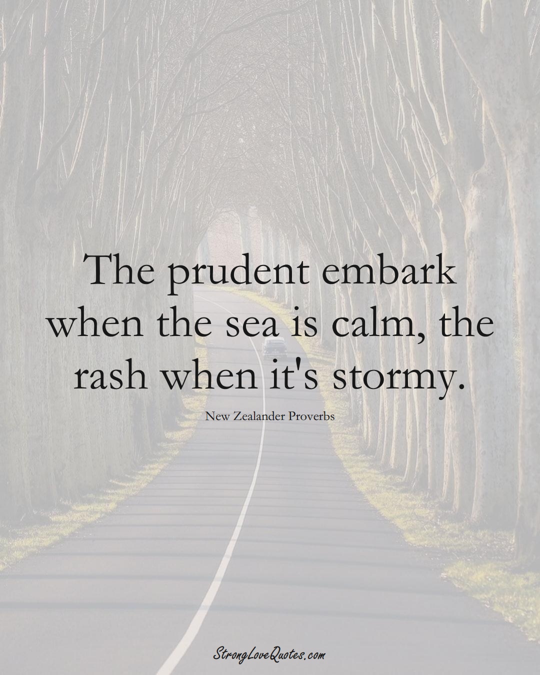 The prudent embark when the sea is calm, the rash when it's stormy. (New Zealander Sayings);  #AustralianSayings