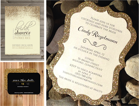 Invitaciones glitter gold con purpurina