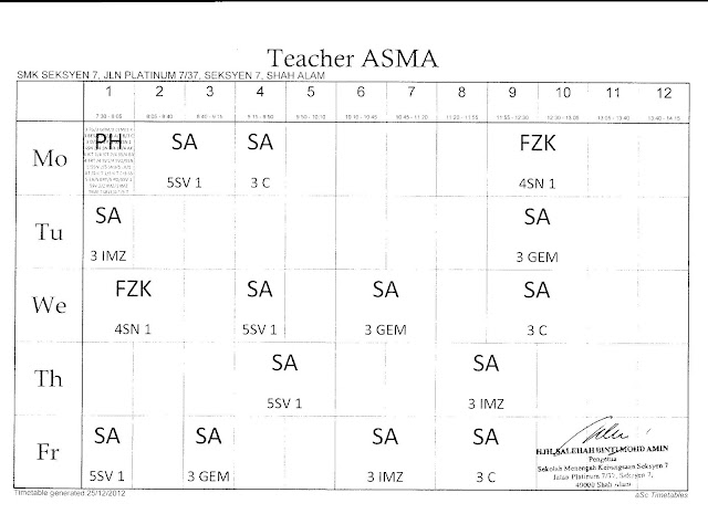 PHYSICS CLASSROOM: JADUAL WAKTU GURU-GURU