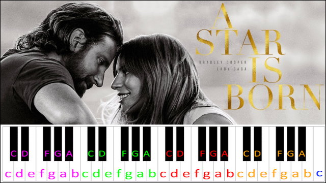 Shallow by Lady Gaga & Bradley Cooper (Hard Version) Piano / Keyboard Easy Letter Notes for Beginners