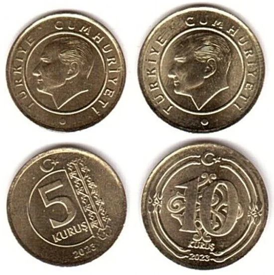 Turkey 2023 lighter coins for 5 and 10 kuruş
