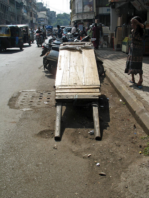 handcart on city street