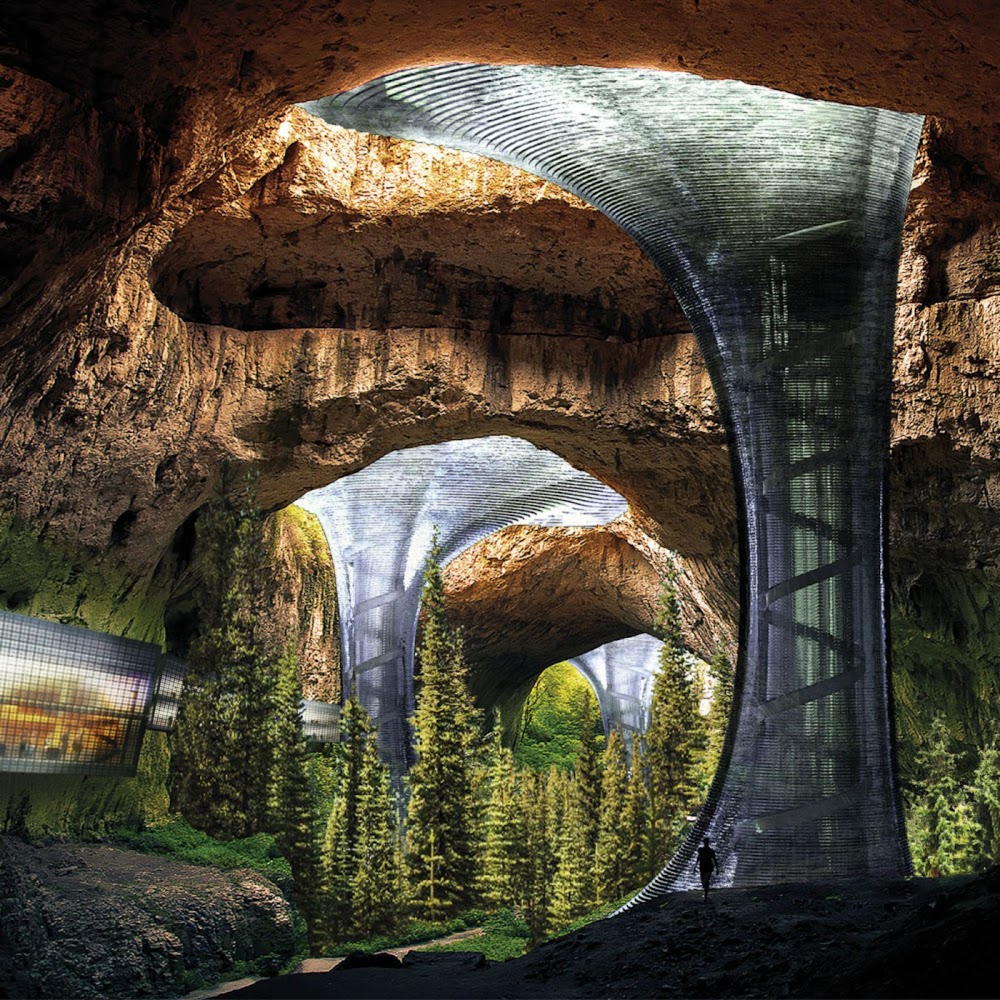 Underground oasis in a Martian lava tube by Shane Powers & Linjie Wang for Marstopia design contest