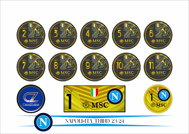 NAPOLI-ITA THIRD 23/24 CAMIZOLAS ESCUDO PARA BOTÃO GULIVER ARTE PARA BOTÃO PLAAR ESCUDINHOS BOLAGOL ALGAZARRA FABIANA ESTRELA TIMES DE BOTÃO TIMES FUTEMESA