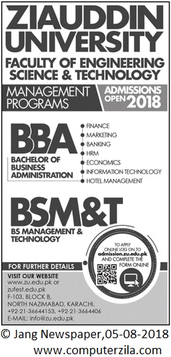 Admissions Open For Fall 2018 At ZU Karachi Campus