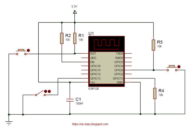 schematic diagram of ESP8266 web server with switch