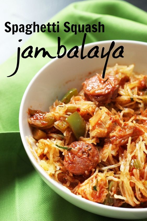 Spaghetti Squash Jambalaya just may be one of my favorite low carb recipes. Hot and spicy with a touch of sweetness from the squash, it’s the perfect healthy supper.