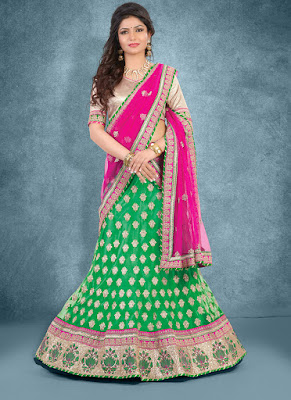 Green Navratri Fancy Lehengas Online