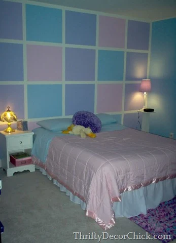 Girl room with squares on wall