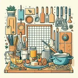 "주변에 놓인 조리도구"