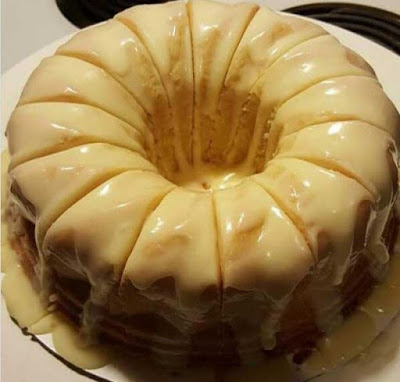 VANILLA BUTTERMILK POUND CAKE WITH CREAM CHEESE GLAZE