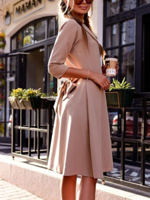 Chic Surplice Belt Plain Trench Coats