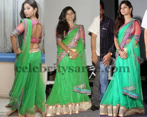 Midhuna Green Half Saree