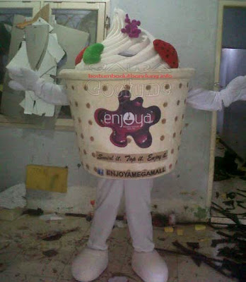 lihat peragaan kostum yoghurt maskot ice cream full body