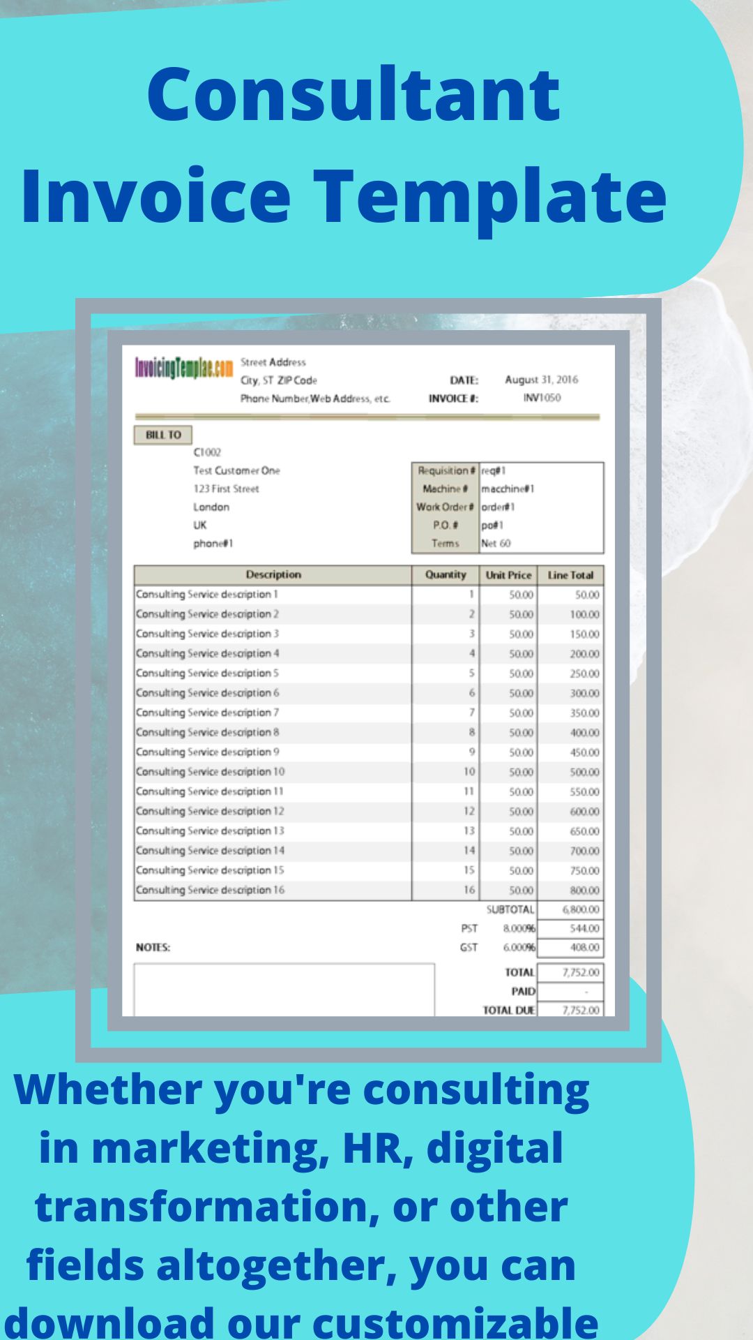 Professional services invoice template