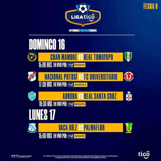 Programación de la Fecha 9 de Tigo Sports