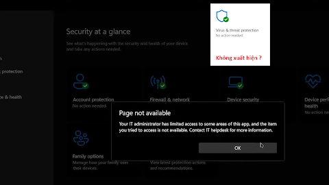 Cách fix lỗi bị mất Virus & threat protection trong Windows Security Windows 10/11