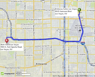 map of Wet n'Wild Las Vegas is 12 miles/19 minutes away from Embassy Suites Las Vegas