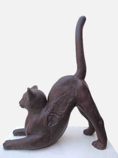 The Cat, bronze sculpture by Tanmay Banerjee (www.indiaart.com)