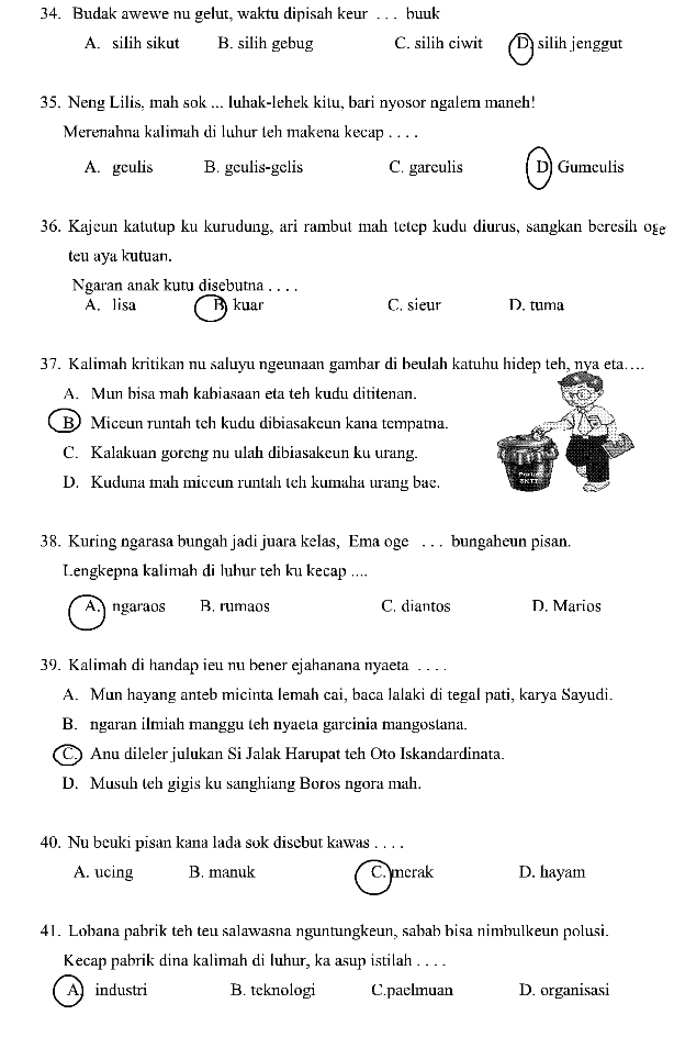 Kunci Jawaban Bahasa Sunda Kelas 9 2020