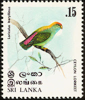 Stamp of Sri Lanka Hanging Parrot