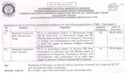 Mechanical Engineering Job Opportunities in DRDO TBRL