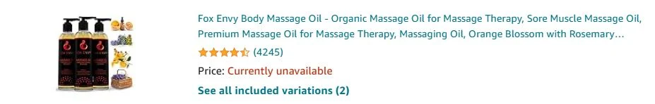 Fox Envy Body Massage Oil