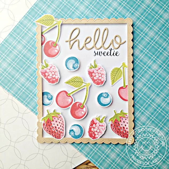 Sunny Studio Stamps: Berry Bliss Single Color Ink Technique Card by Franci Vignoli