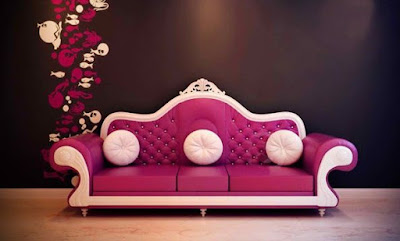 sofa warna pink mewah