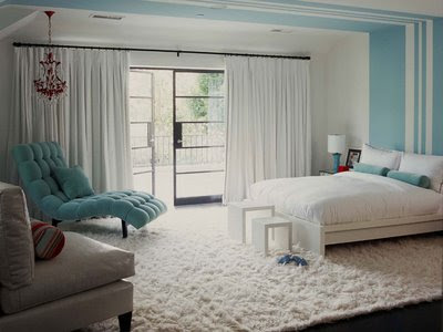 White turquoise and stripes all wrapped up into one room - bedroom ...