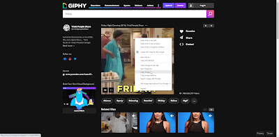 Copy-pasting a GIF from the GIPHY website, this is the right context menu.