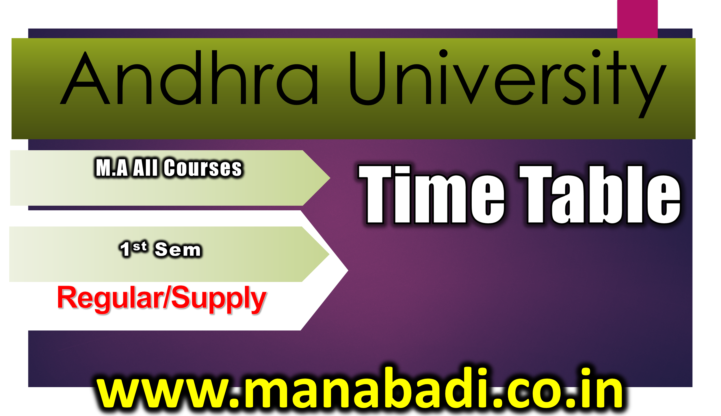 Andhra University M.A All Courses 1st Sem Regular & Supply Feb 2024 Exam Time Table