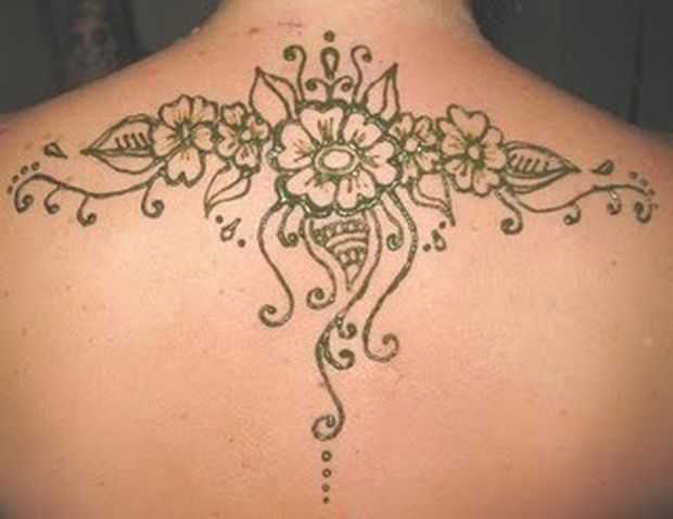Flower Henna Pattern On Neck back For Bride