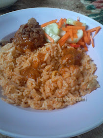 nasi tomato, ayam masak merah, acar timun