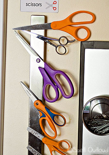 Magnetic strip for scissors