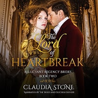 Lord of Heartbreak audiobook cover. A couple in historical clothing embrace.