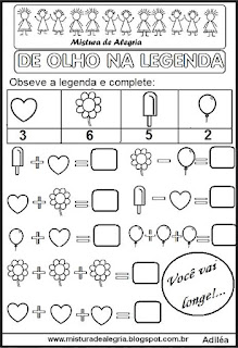 Operações com legendas para alfabetização