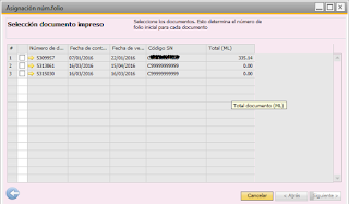 Seleccionar documento para Folio