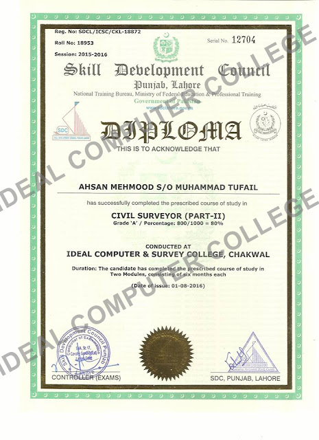 Professional Diploma Holders of Ideal Technical & Computer College chakwal