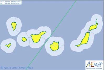 Aviso amarillo canarias sábado 18 de marzo