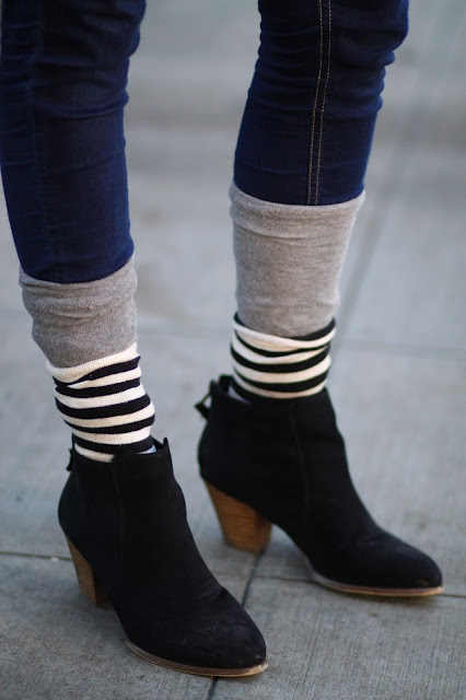 Natalie Meek suede ankle boots seattle street style fashion it's my darlin' striped socks