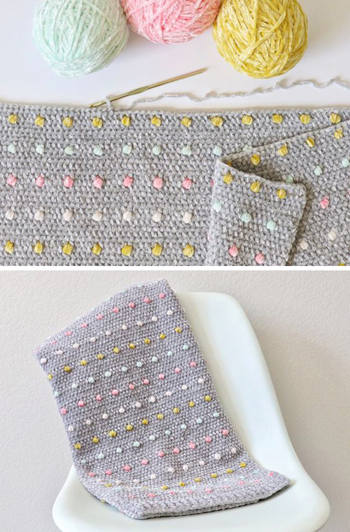 Crochet Candy Dots Baby Blanket - Free Pattern 