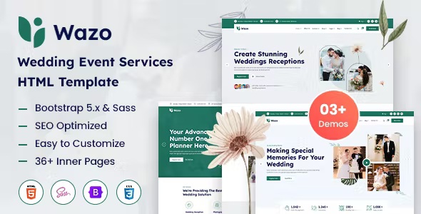 Best Wedding Event Services Bootstrap Template